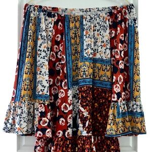 Westport Women's Colorful Cold Shoulder Bell Sleeve Retro Boho Top Size XS